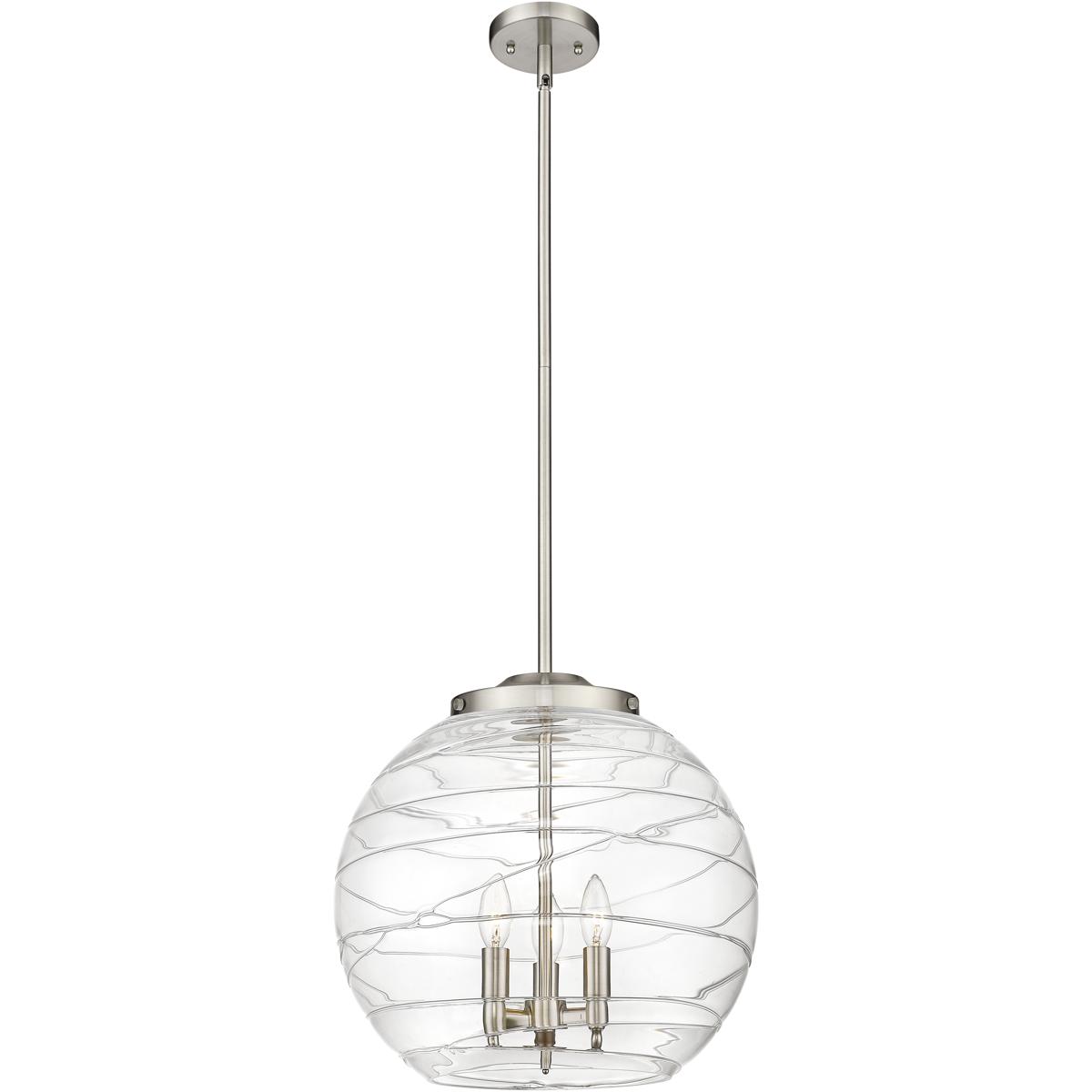 Innovations Lighting 221-3S-SN-G1213-16 Ballston Athens Deco Swirl 3 Light 15.75 inch Brushed Satin Nickel Statement Pendant Ceiling Light in Incandes