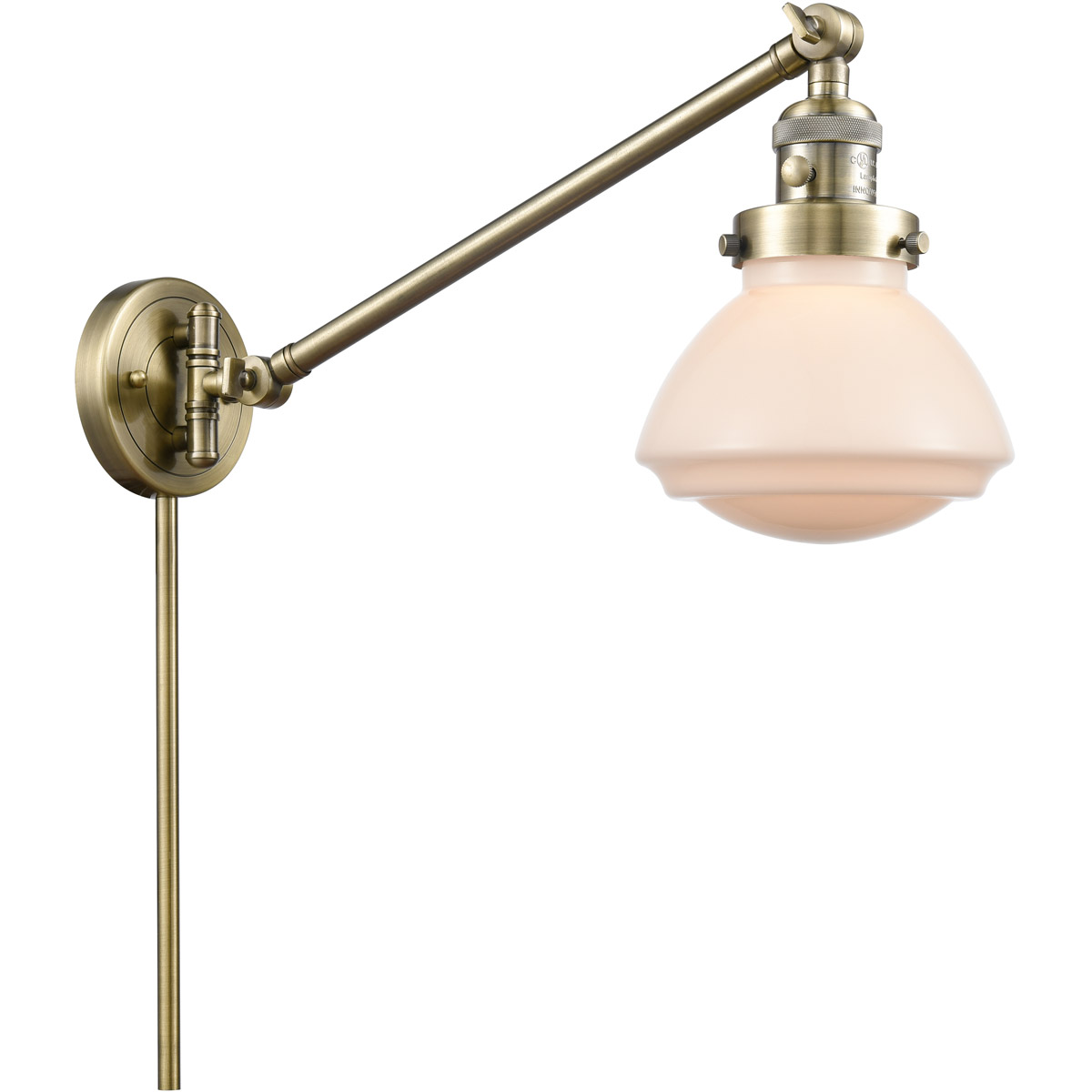 Innovations Lighting 237-AB-G321 Olean 18 inch 60.00 watt Antique Brass Swing Arm Wall Light, Franklin Restoration