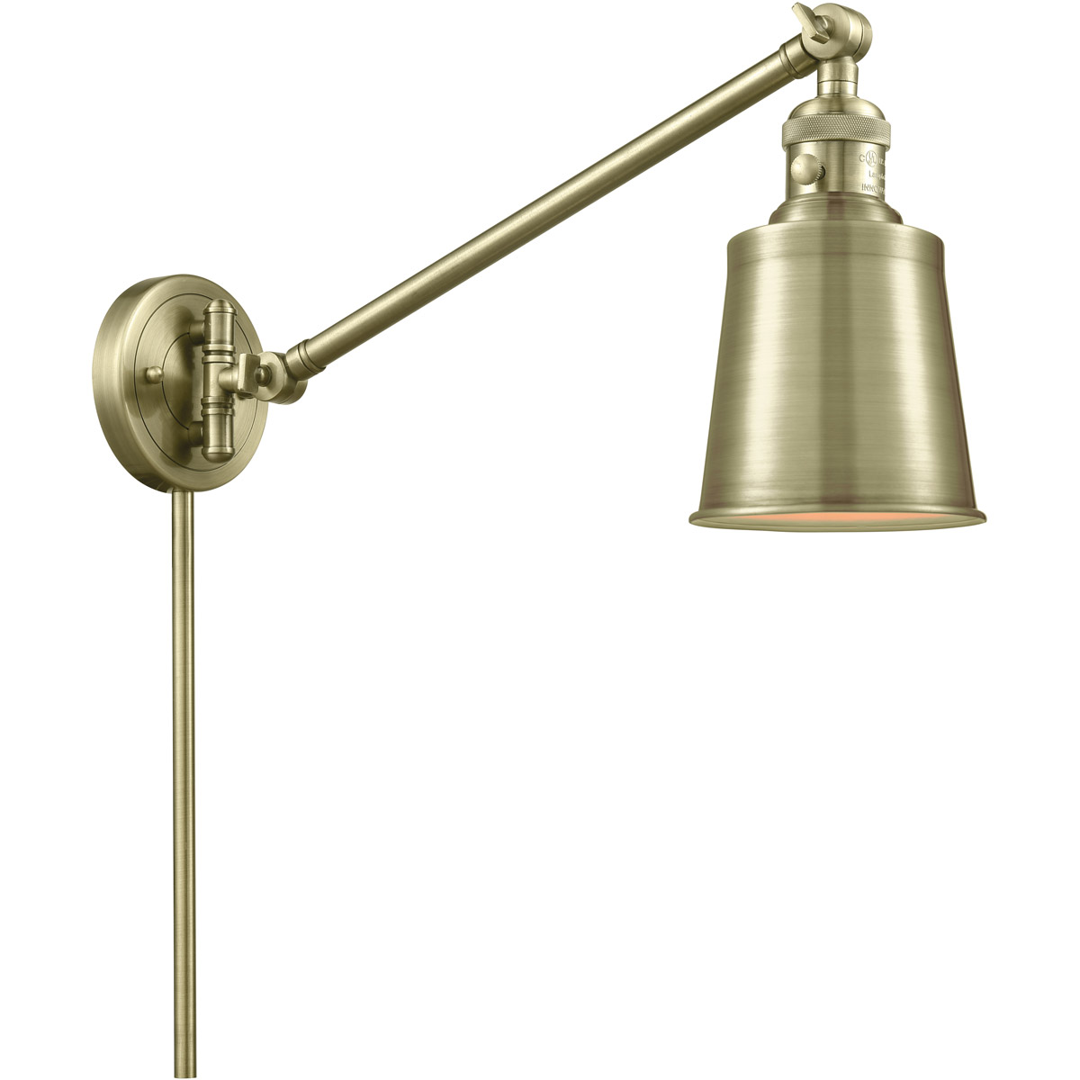 Innovations Lighting 237-AB-M9-AB Addison 21 inch 60.00 watt Antique Brass Swing Arm Wall Light, Franklin Restoration