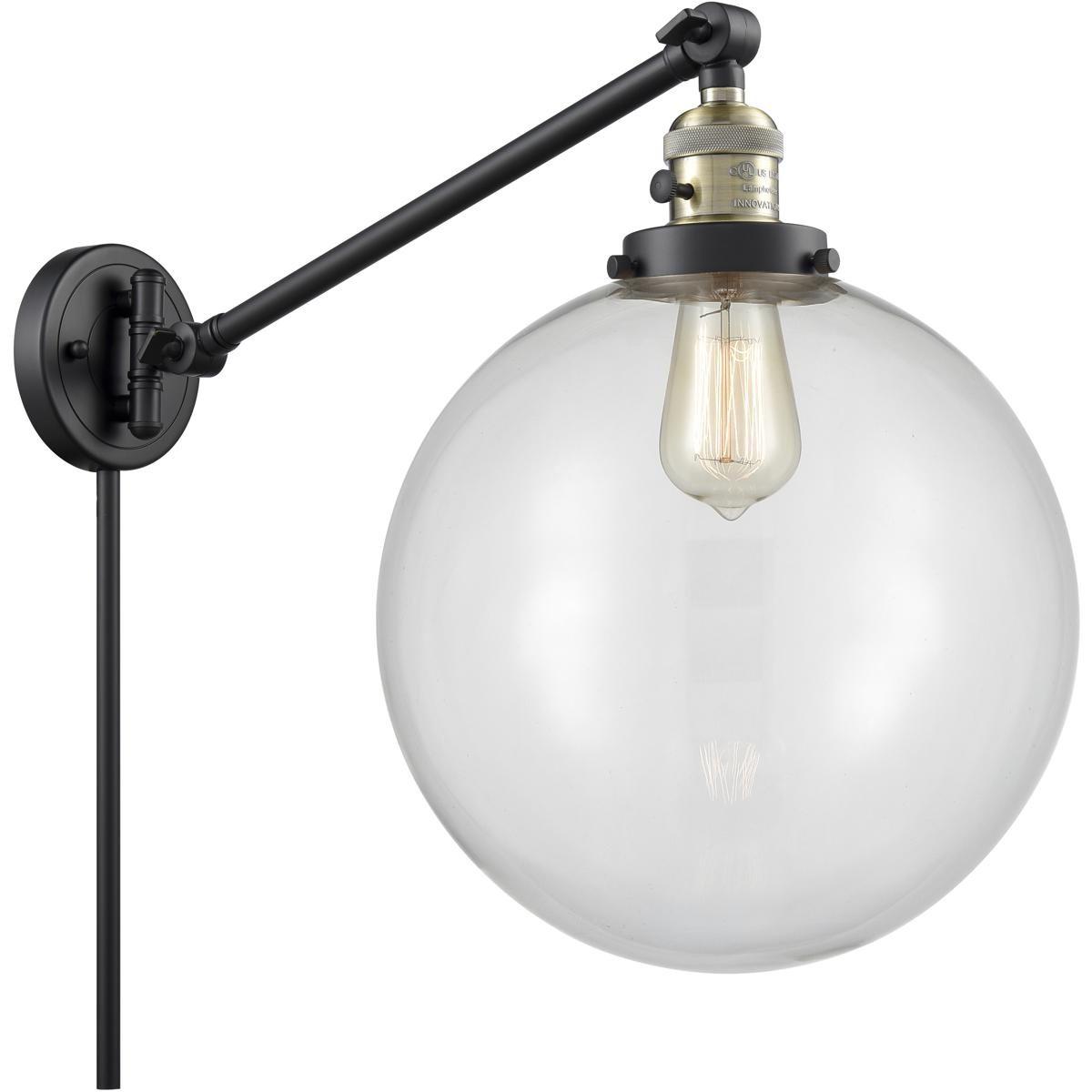 Innovations Lighting 237-BAB-G202-12 XX-Large Beacon 20 inch 60.00 watt Black Antique Brass Swing Arm Wall Light, Franklin Restoration