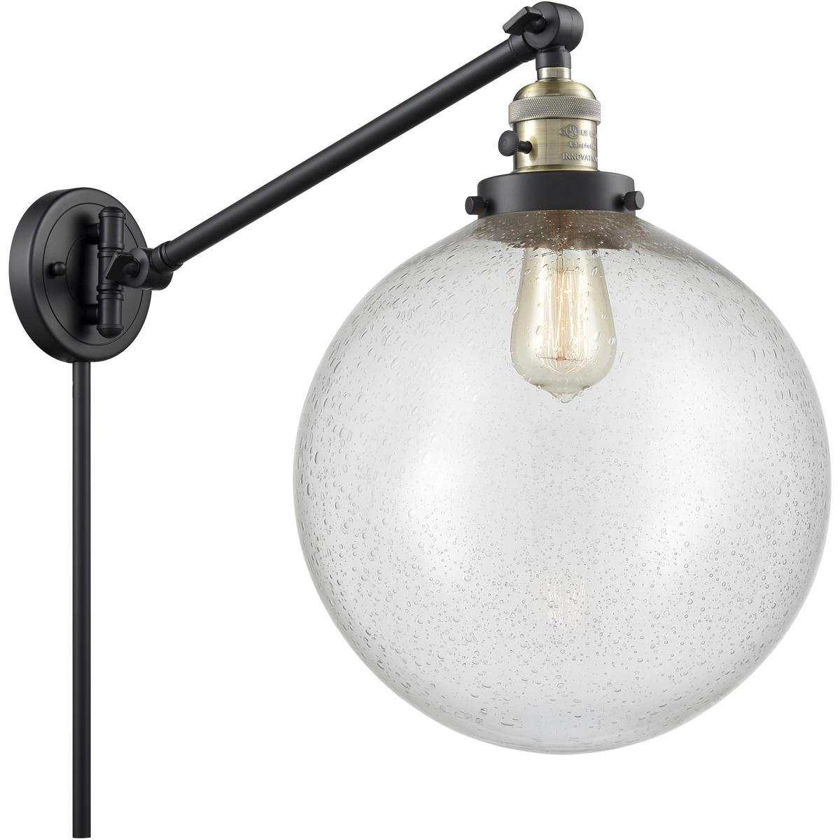Innovations Lighting 237-BAB-G204-12-LED XX-Large Beacon 20 inch 100 watt Black Antique Brass Swing Arm Wall Light in Seedy Glass, Franklin Restoratio