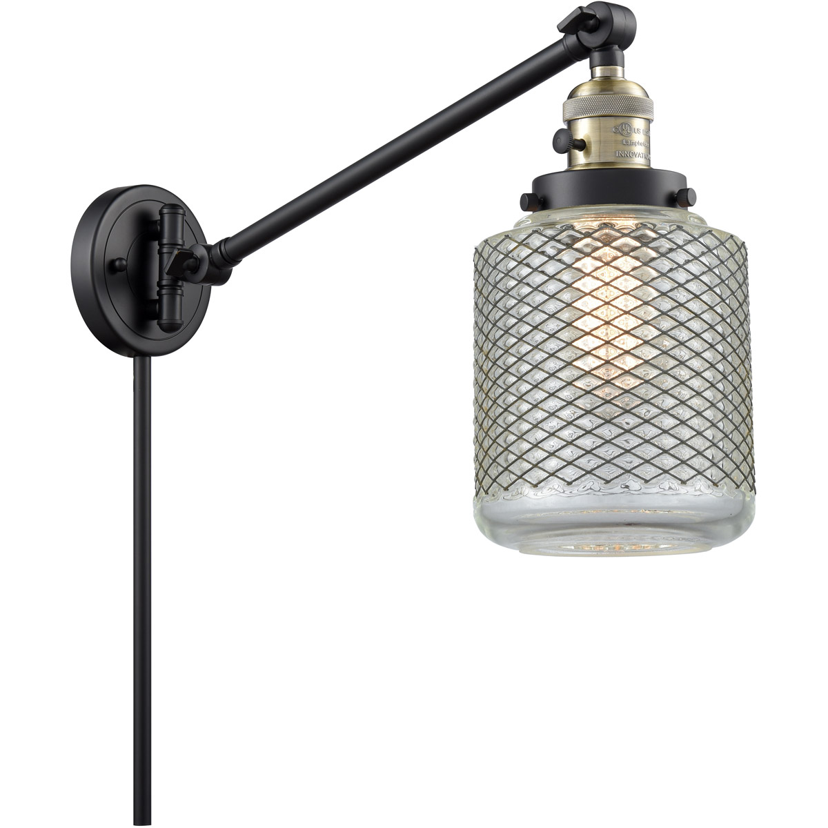 Innovations Lighting 237-BAB-G262 Stanton 30 inch 60.00 watt Black Antique Brass Swing Arm Wall Light, Franklin Restoration