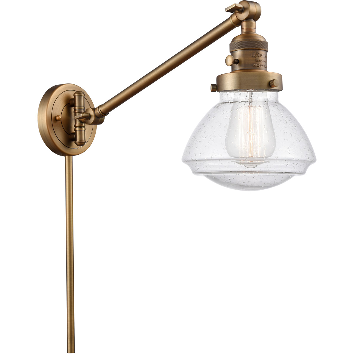 Innovations Lighting 237-BB-G324-LED Olean 18 inch 3.50 watt Brushed Brass Swing Arm Wall Light, Franklin Restoration