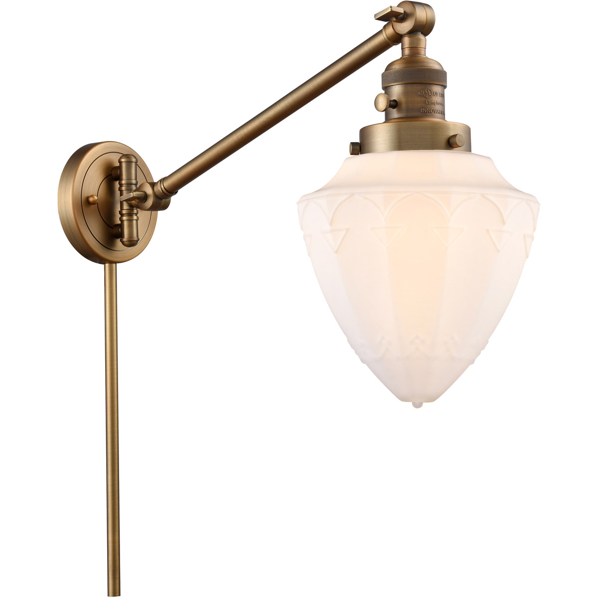 Innovations Lighting 237-BB-G661-7 Franklin Restoration Bullet 20 inch 60.00 watt Brushed Brass Swing Arm Wall Light