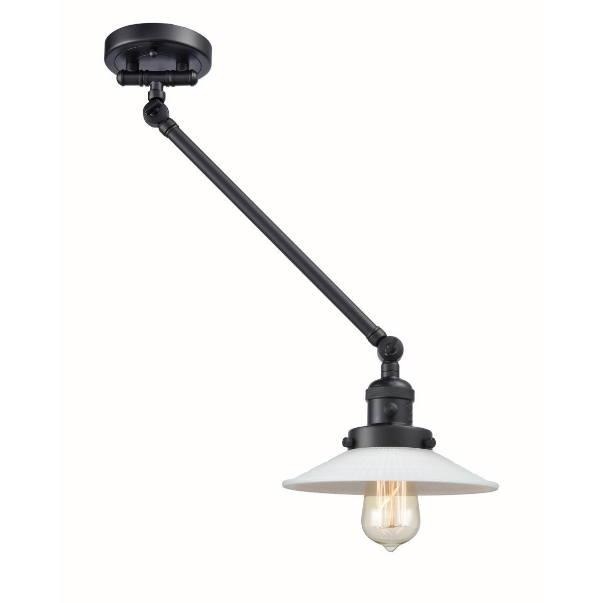 Innovations Lighting 237-BK-G1 Halophane 21 inch 60.00 watt Matte Black Swing Arm Wall Light, Franklin Restoration