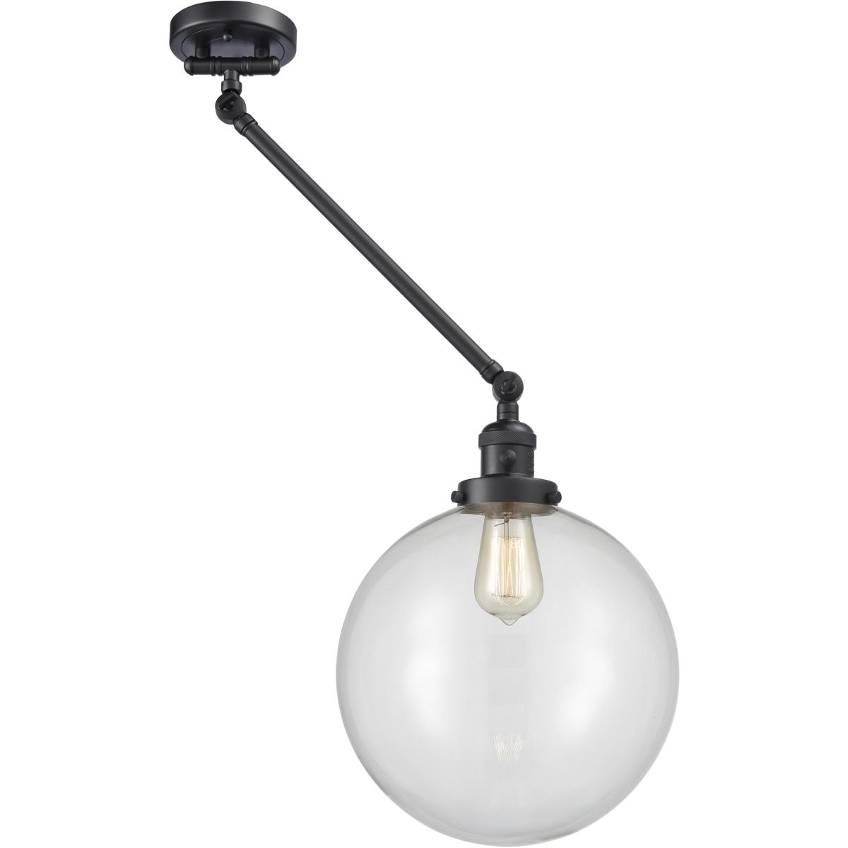 Innovations Lighting 237-BK-G202-12-LED XX-Large Beacon 20 inch 100 watt Matte Black Swing Arm Wall Light in Clear Glass, Franklin Restoration