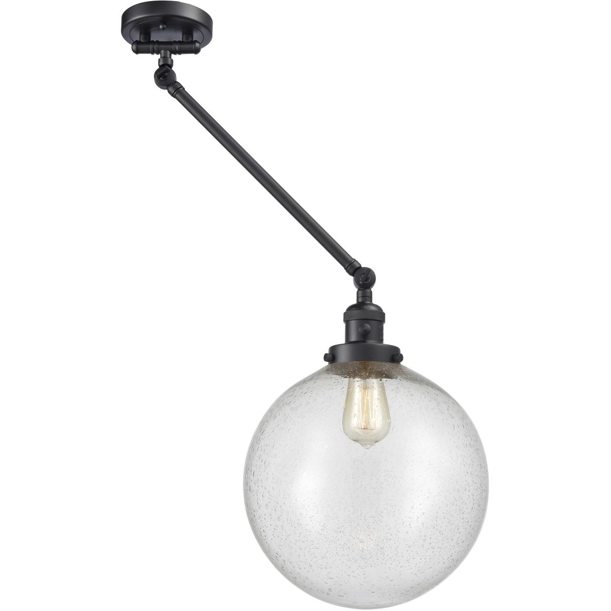 Innovations Lighting 237-BK-G204-12-LED XX-Large Beacon 20 inch 100 watt Matte Black Swing Arm Wall Light in Seedy Glass, Franklin Restoration