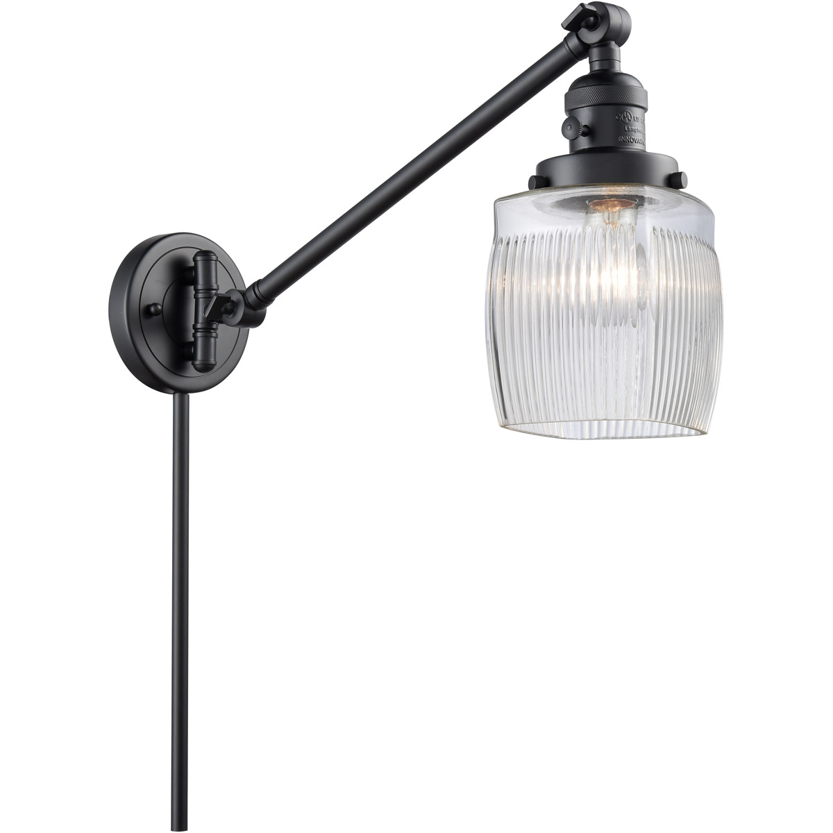 Innovations Lighting 237-BK-G302-LED Colton 30 inch 3.50 watt Matte Black Swing Arm Wall Light, Franklin Restoration