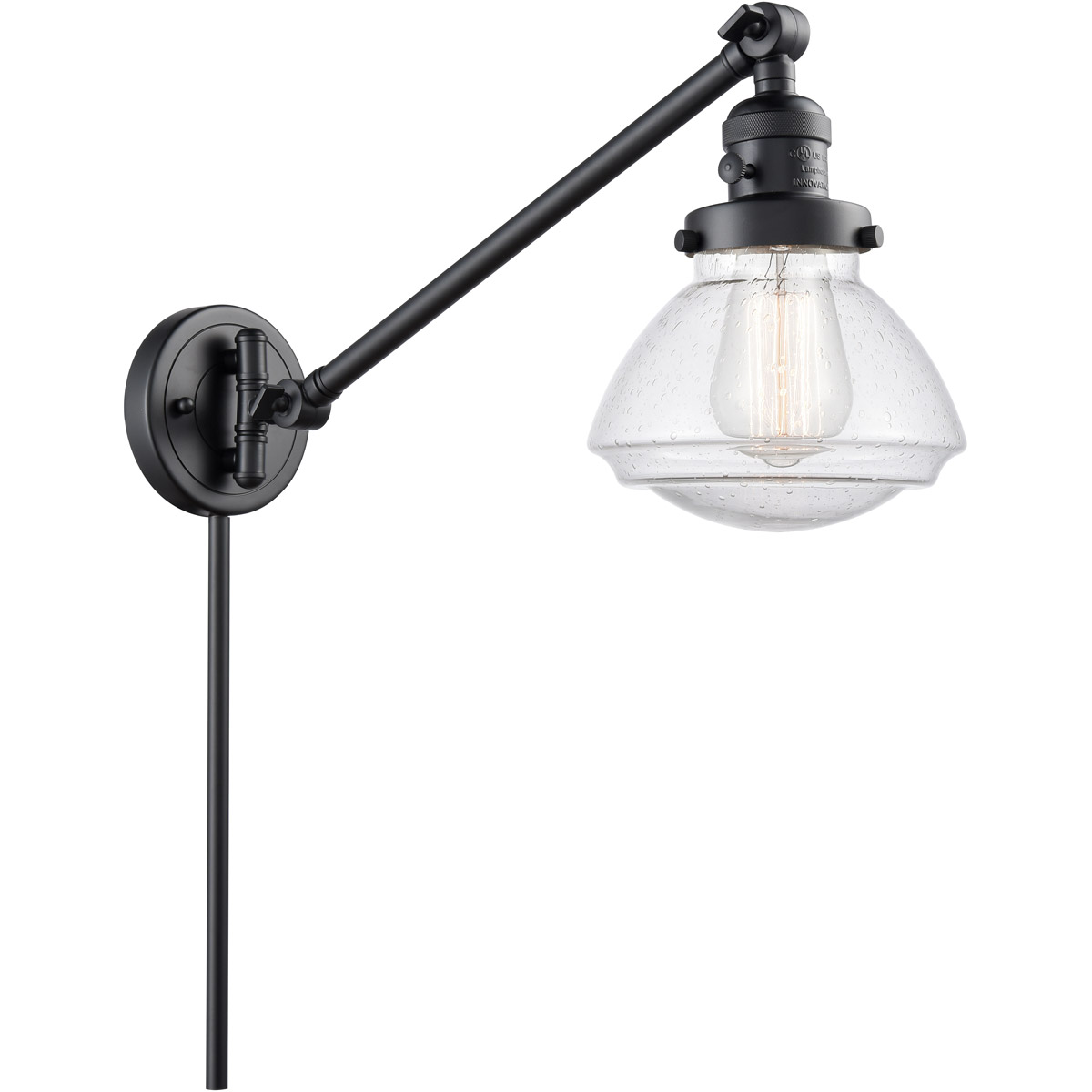 Innovations Lighting 237-BK-G324-LED Olean 18 inch 3.50 watt Matte Black Swing Arm Wall Light, Franklin Restoration