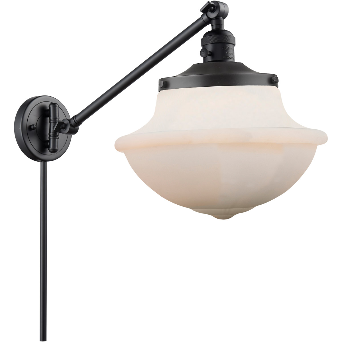 Innovations Lighting 237-BK-G541-LED Large Oxford 20 inch 3.50 watt Matte Black Swing Arm Wall Light, Franklin Restoration