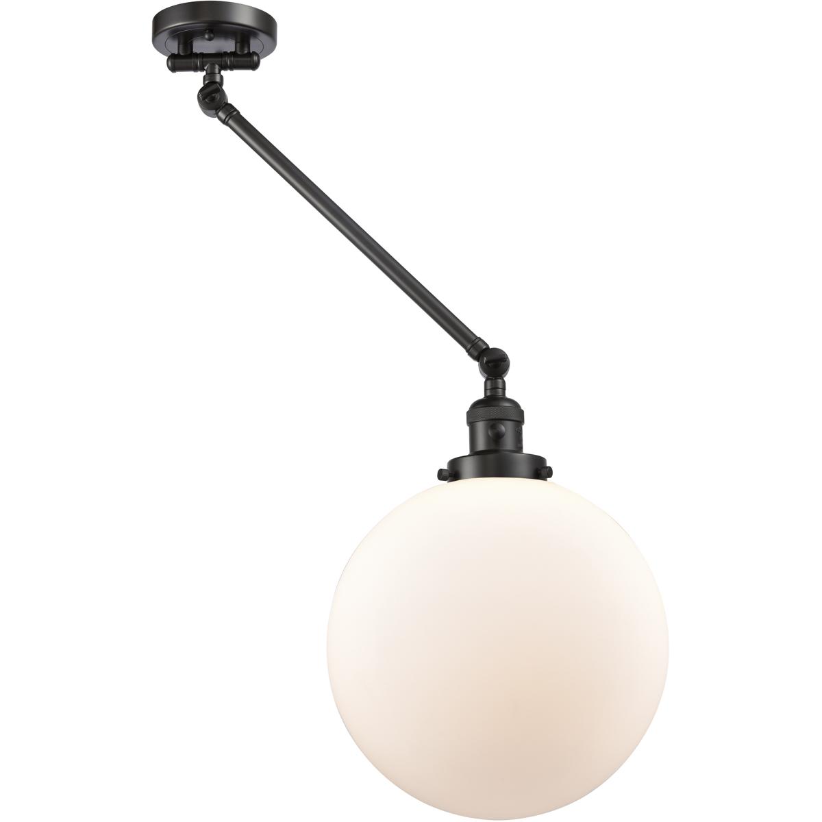Innovations Lighting 237-OB-G201-12-LED XX-Large Beacon 20 inch 100 watt Oil Rubbed Bronze Swing Arm Wall Light in Matte White Glass, Franklin Restora