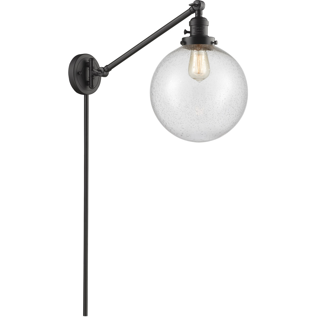 Innovations Lighting 237-OB-G204-10-LED X-Large Beacon 18 inch 3.5 watt Oil Rubbed Bronze Swing Arm Wall Light in Seedy Glass, Franklin Restoration