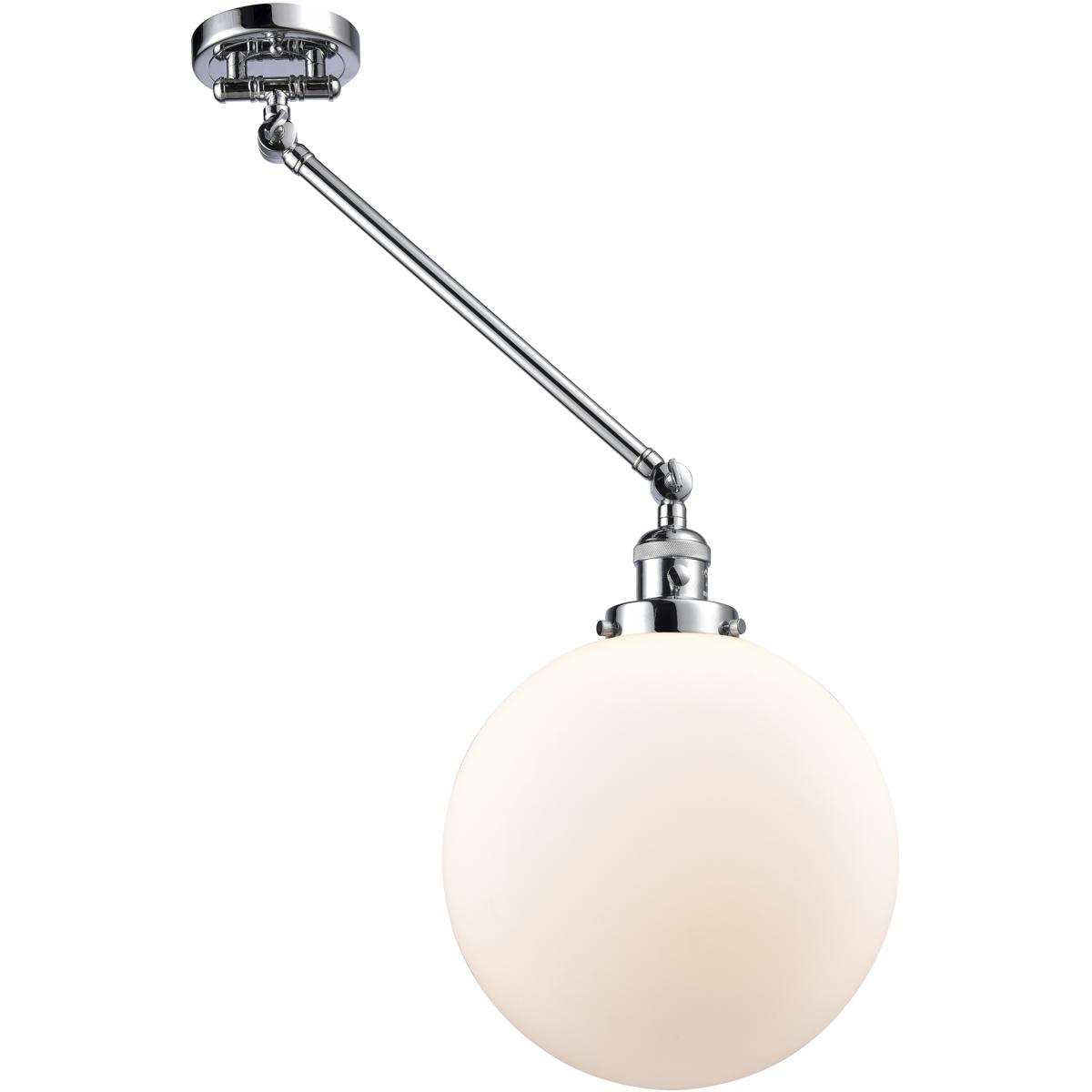 Innovations Lighting 237-PC-G201-12-LED XX-Large Beacon 20 inch 100 watt Polished Chrome Swing Arm Wall Light in Matte White Glass, Franklin Restorati