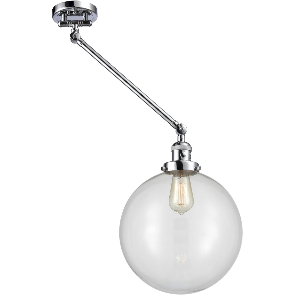 Innovations Lighting 237-PC-G202-12-LED XX-Large Beacon 20 inch 100 watt Polished Chrome Swing Arm Wall Light in Clear Glass, Franklin Restoration