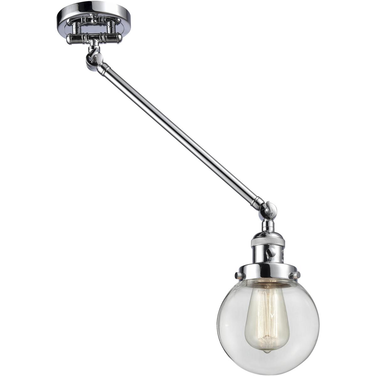 Innovations Lighting 237-PC-G202-6 Beacon 21 inch 60.00 watt Polished Chrome Swing Arm Wall Light, Franklin Restoration