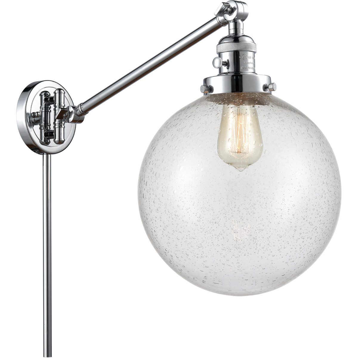 Innovations Lighting 237-PC-G204-10-LED X-Large Beacon 18 inch 3.5 watt Polished Chrome Swing Arm Wall Light in Seedy Glass, Franklin Restoration