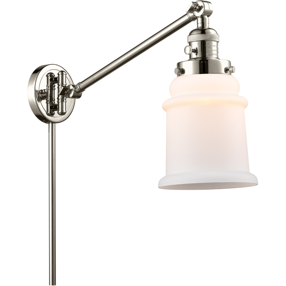 Innovations Lighting 237-PN-G181-LED Canton 18 inch 3.50 watt Polished Nickel Swing Arm Wall Light, Franklin Restoration