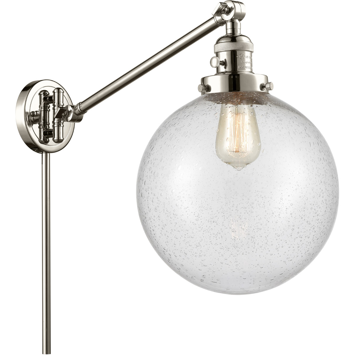 Innovations Lighting 237-PN-G204-10-LED X-Large Beacon 18 inch 3.5 watt Polished Nickel Swing Arm Wall Light in Seedy Glass, Franklin Restoration