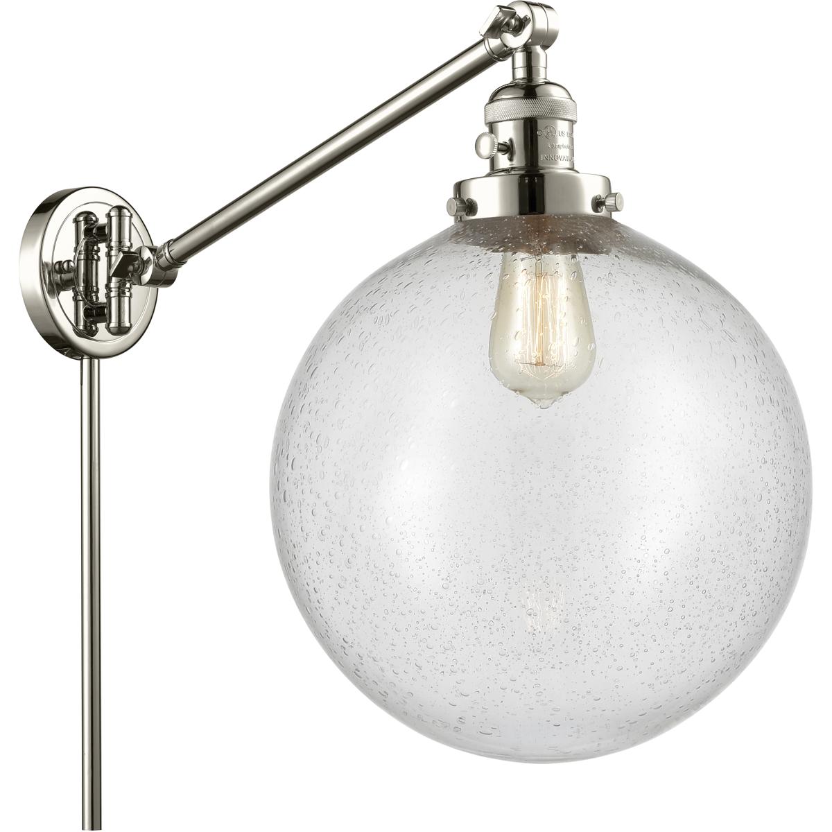 Innovations Lighting 237-PN-G204-12-LED XX-Large Beacon 20 inch 100 watt Polished Nickel Swing Arm Wall Light in Seedy Glass, Franklin Restoration