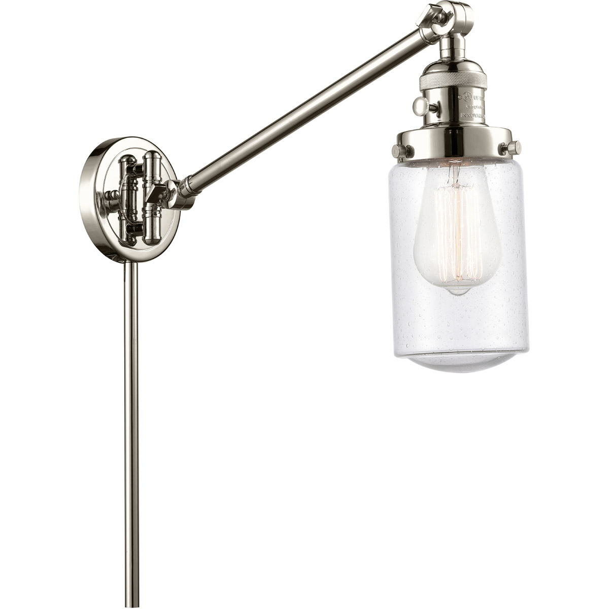 Innovations Lighting 237-PN-G314 Dover 30 inch 60.00 watt Polished Nickel Swing Arm Wall Light, Franklin Restoration