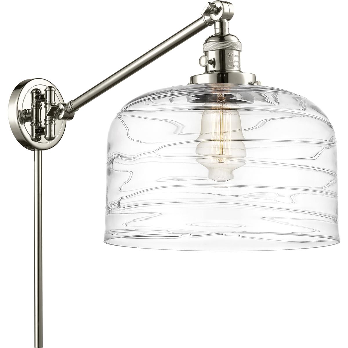 Innovations Lighting 237-PN-G713-L Franklin Restoration Bell 12 inch 60.00 watt Polished Nickel Swing Arm Wall Light