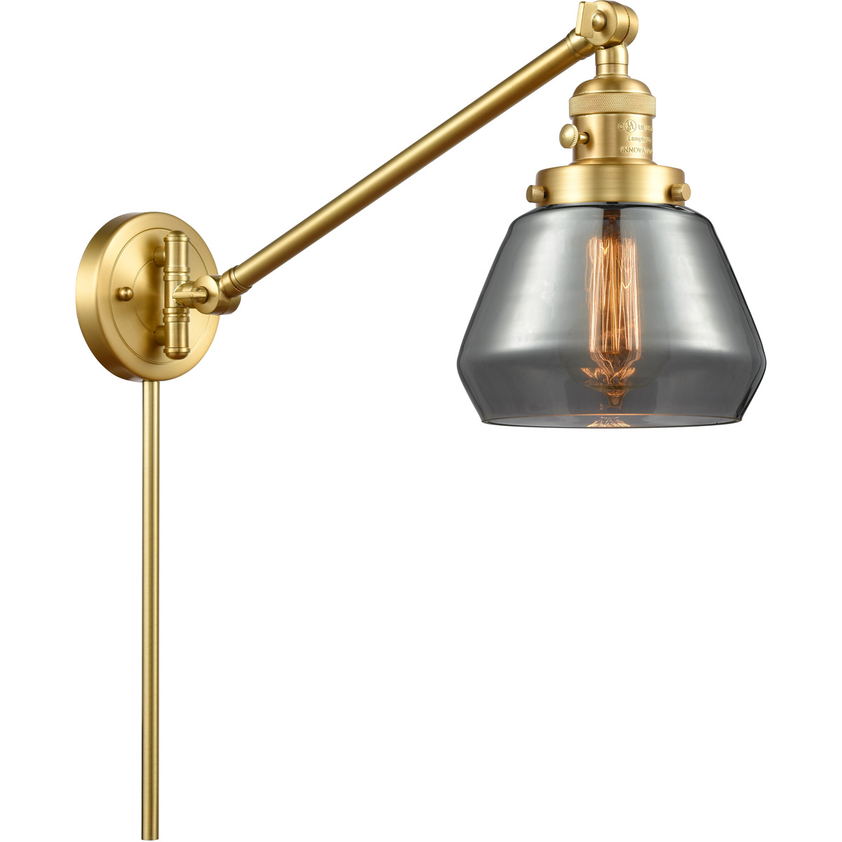 Innovations Lighting 237-SG-G173 Fulton 35 inch 60.00 watt Satin Gold Swing Arm Wall Light, Franklin Restoration