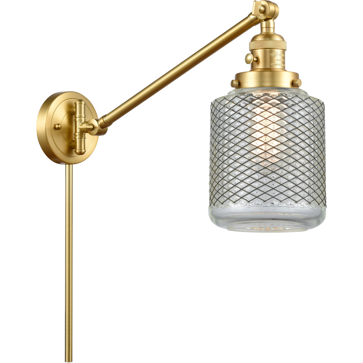 Innovations Lighting 237-SG-G262 Stanton 30 inch 60.00 watt Satin Gold Swing Arm Wall Light, Franklin Restoration