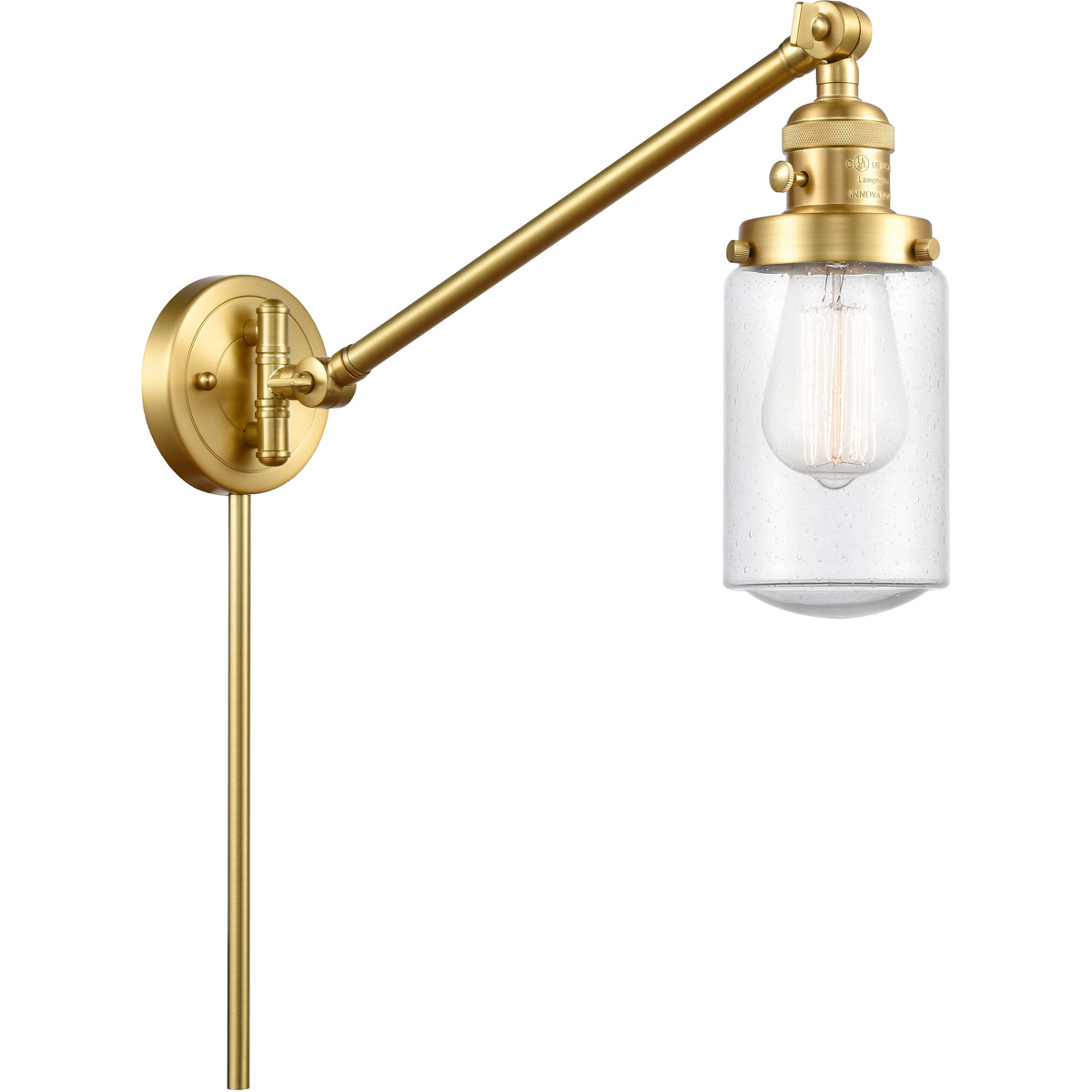 Innovations Lighting 237-SG-G314 Dover 30 inch 60.00 watt Satin Gold Swing Arm Wall Light, Franklin Restoration