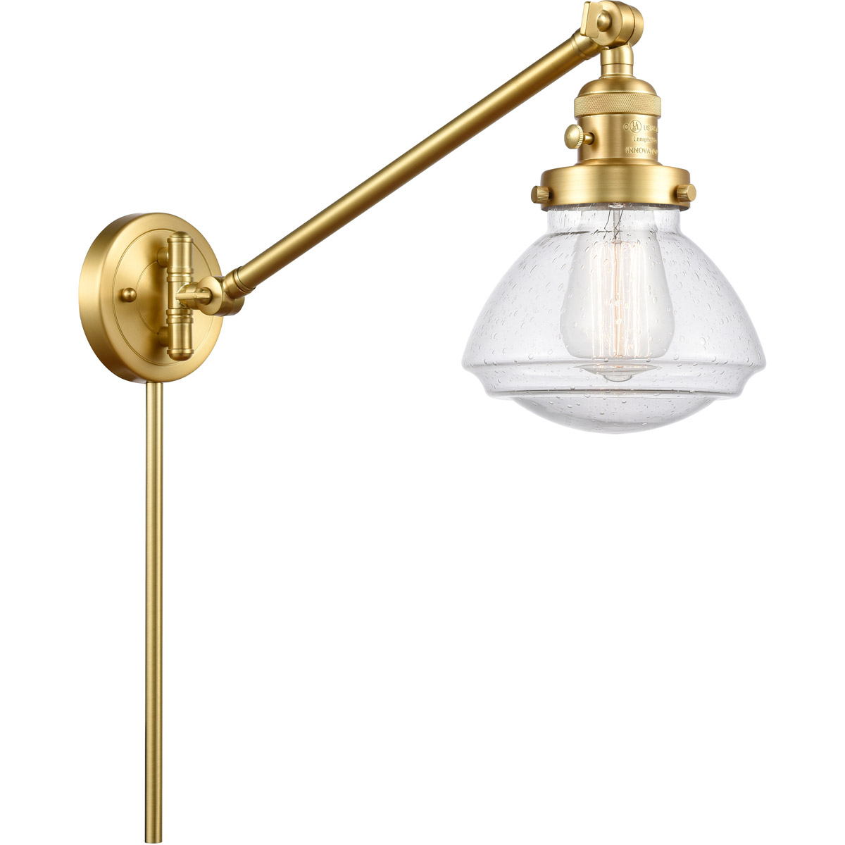 Innovations Lighting 237-SG-G324 Olean 18 inch 60.00 watt Satin Gold Swing Arm Wall Light, Franklin Restoration