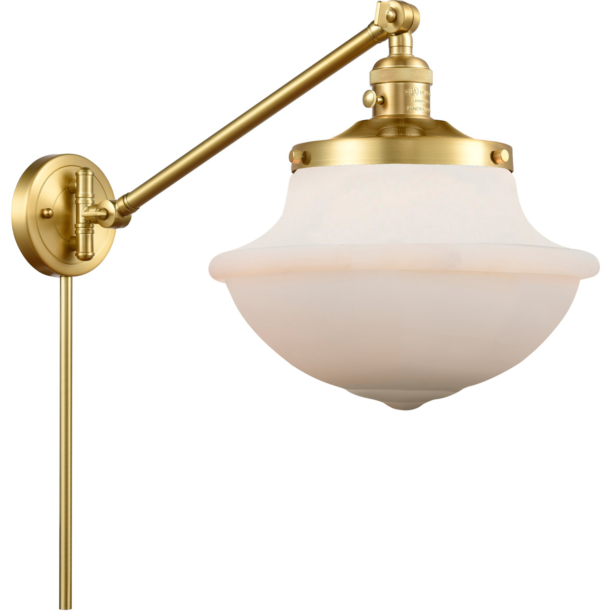 Innovations Lighting 237-SG-G541 Large Oxford 20 inch 60.00 watt Satin Gold Swing Arm Wall Light, Franklin Restoration