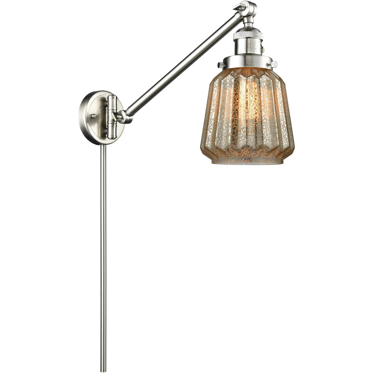 Innovations Lighting 237-SN-G146-LED Chatham 35 inch 3.50 watt Satin Nickel Swing Arm Wall Light, Franklin Restoration