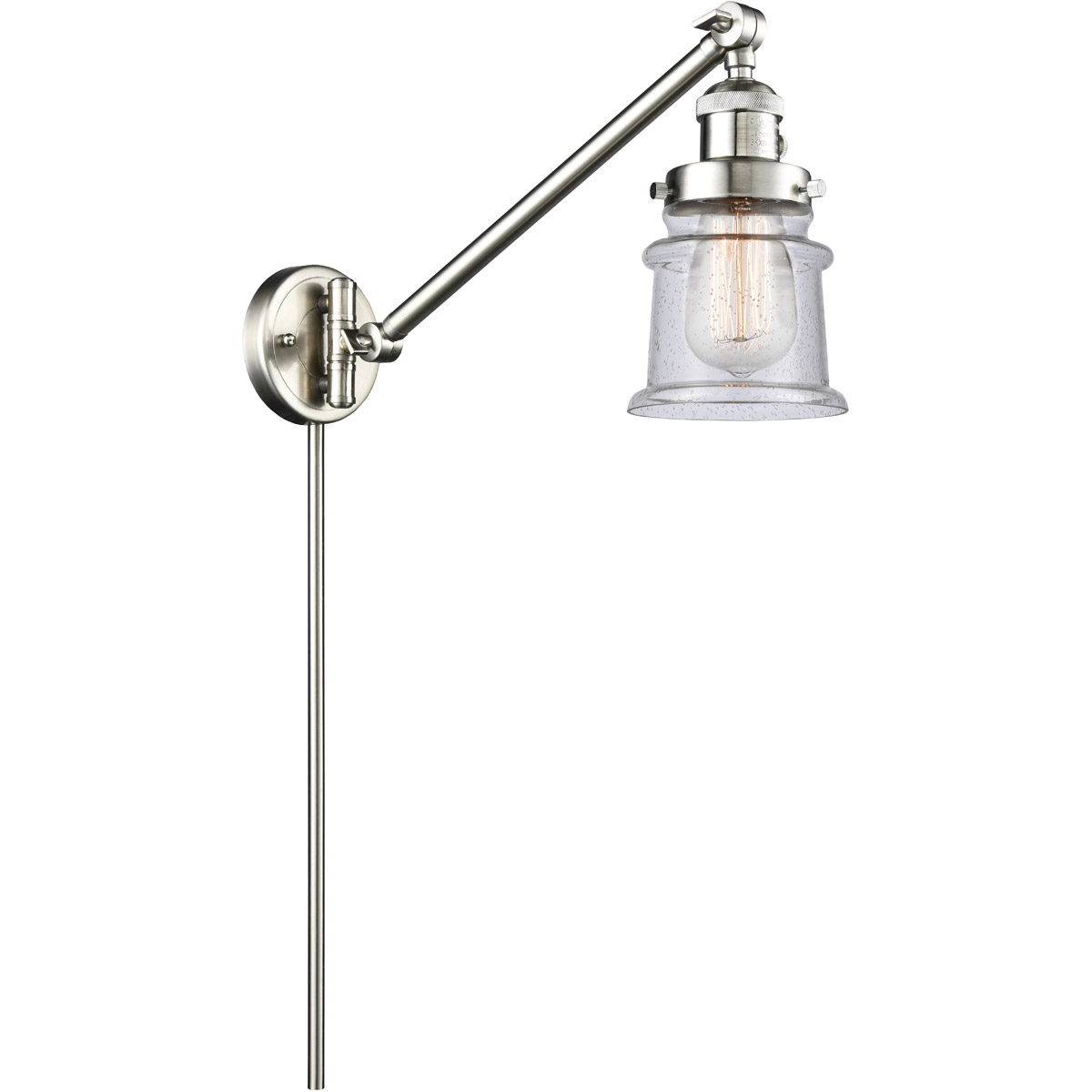Innovations Lighting 237-SN-G184S Small Canton 35 inch 60.00 watt Satin Nickel Swing Arm Wall Light, Franklin Restoration
