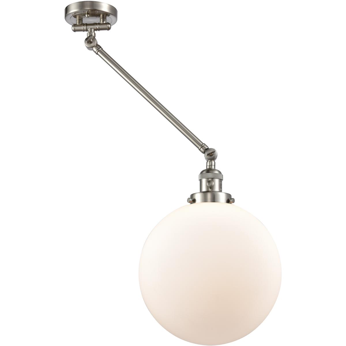 Innovations Lighting 237-SN-G201-12-LED XX-Large Beacon 20 inch 100 watt Satin Nickel Swing Arm Wall Light in Brushed Satin Nickel, Matte White Glass,
