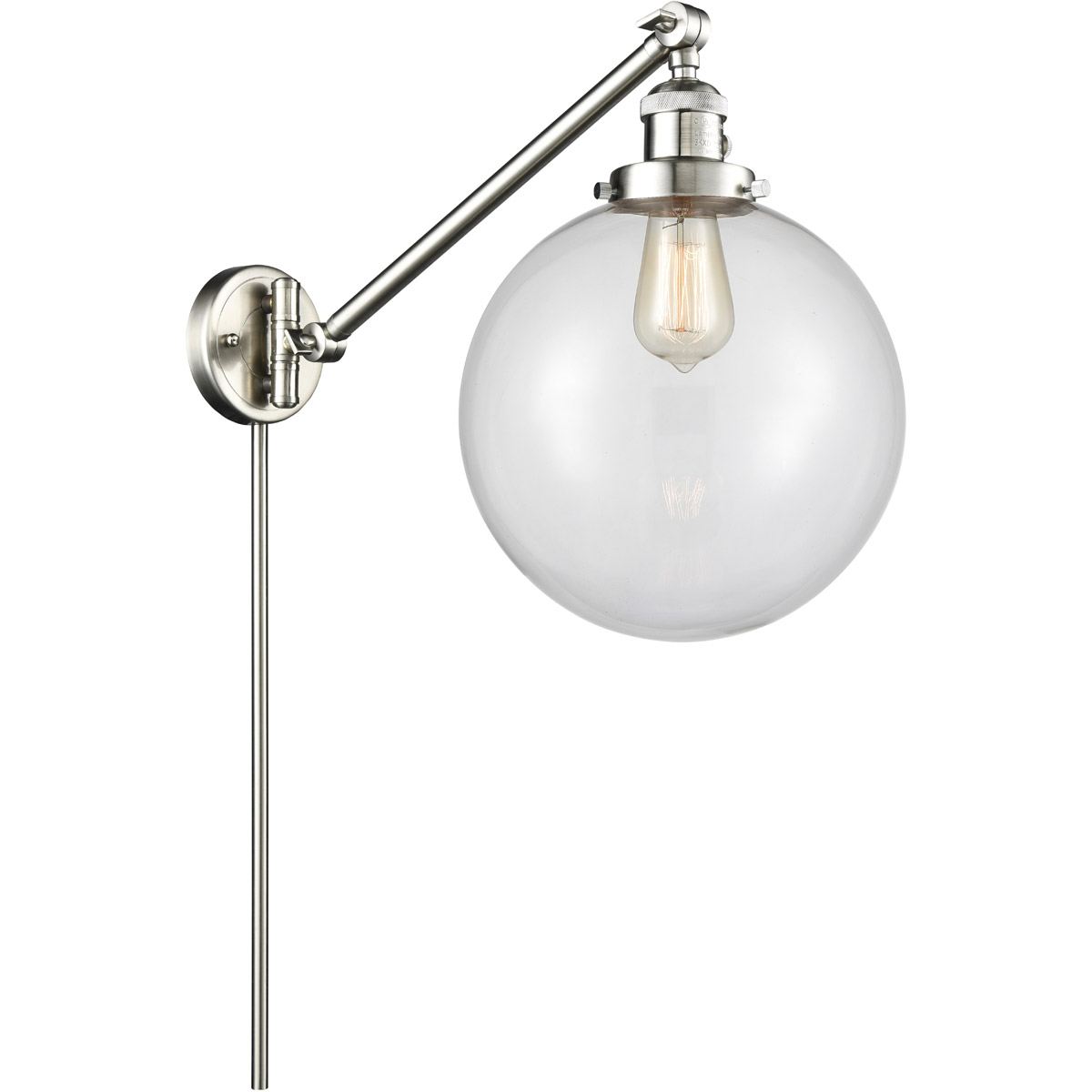 Innovations Lighting 237-SN-G202-10-LED X-Large Beacon 18 inch 3.5 watt Satin Nickel Swing Arm Wall Light in Brushed Satin Nickel, Clear Glass, Frankl