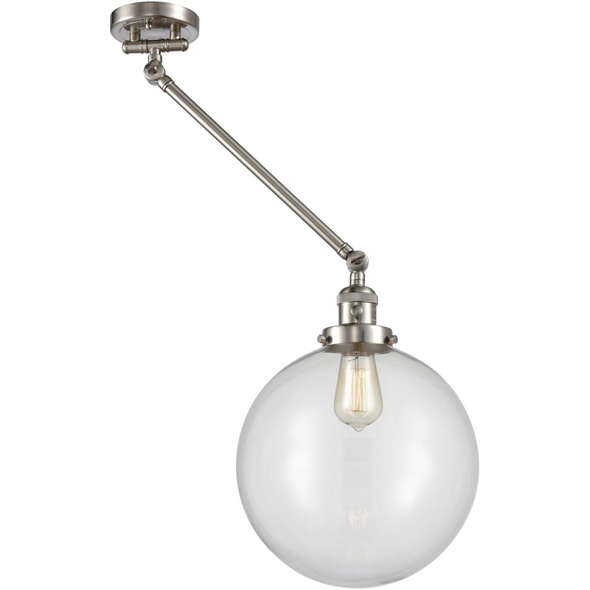 Innovations Lighting 237-SN-G202-12-LED XX-Large Beacon 20 inch 100 watt Satin Nickel Swing Arm Wall Light in Brushed Satin Nickel, Clear Glass, Frank