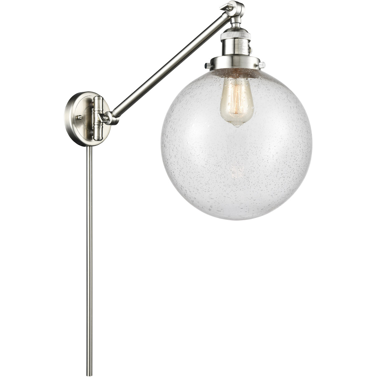 Innovations Lighting 237-SN-G204-10-LED X-Large Beacon 18 inch 3.5 watt Satin Nickel Swing Arm Wall Light in Brushed Satin Nickel, Seedy Glass, Frankl