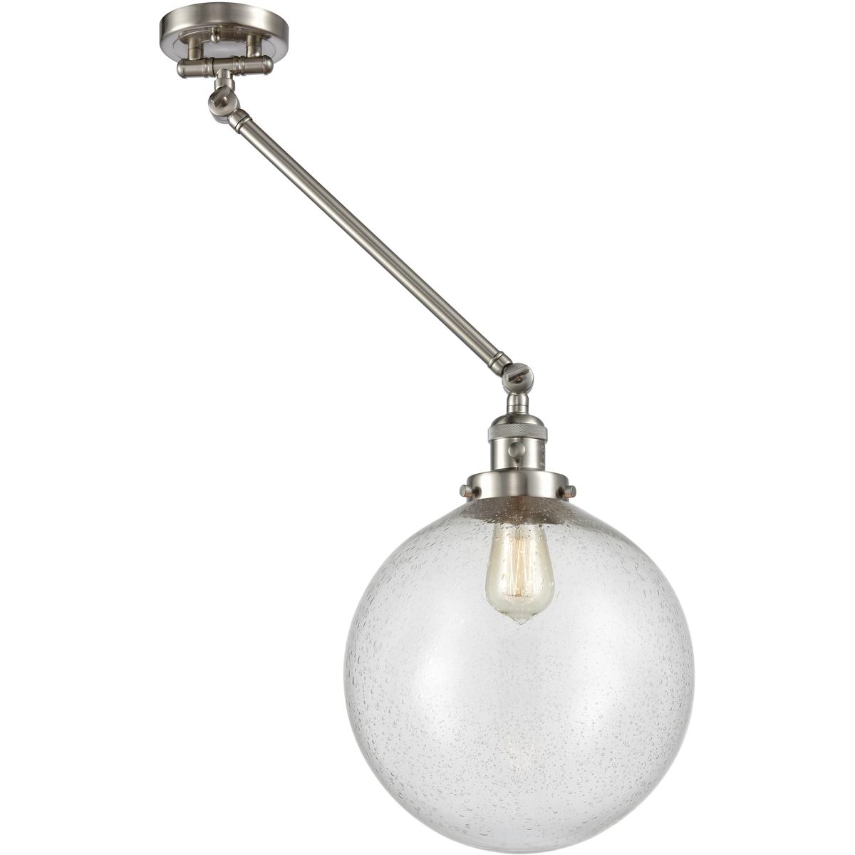 Innovations Lighting 237-SN-G204-12-LED XX-Large Beacon 20 inch 100 watt Satin Nickel Swing Arm Wall Light in Brushed Satin Nickel, Seedy Glass, Frank