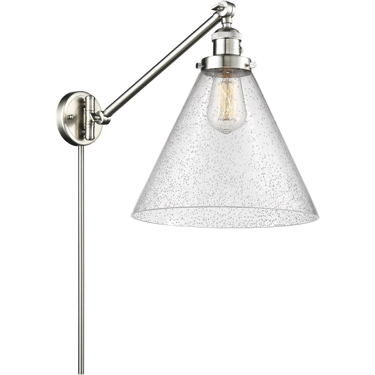 Innovations Lighting 237-SN-G44-L X-Large Cone 16 inch 60.00 watt Satin Nickel Swing Arm Wall Light, Franklin Restoration