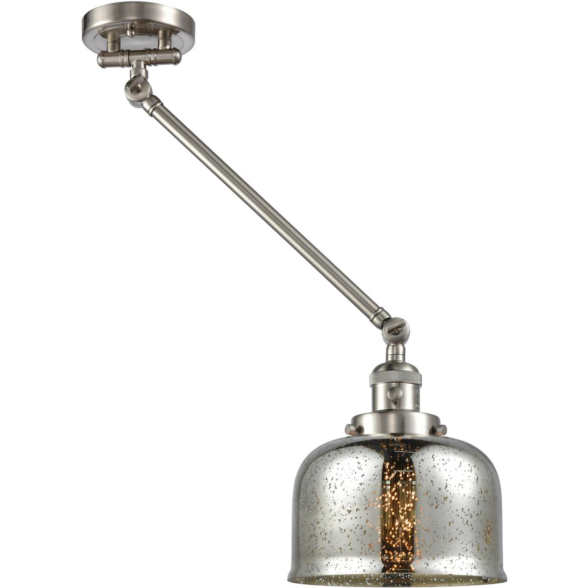 Innovations Lighting 237-SN-G78 Large Bell 30 inch 60.00 watt Satin Nickel Swing Arm Wall Light, Franklin Restoration