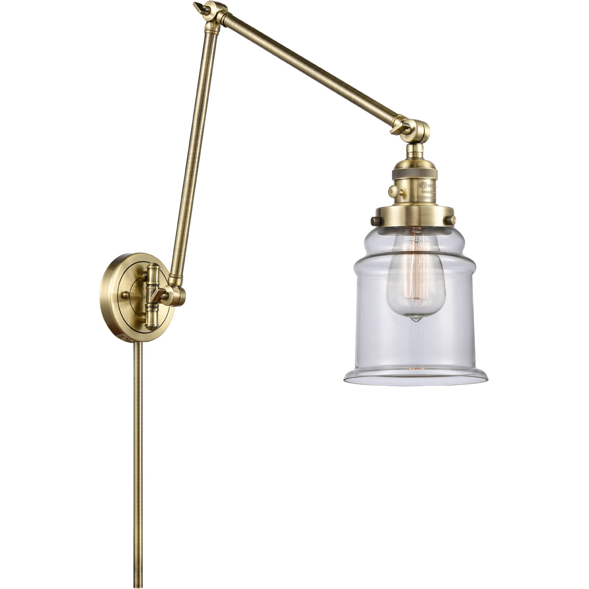 Innovations Lighting 238-AB-G182-LED Canton 30 inch 3.50 watt Antique Brass Swing Arm Wall Light, Franklin Restoration