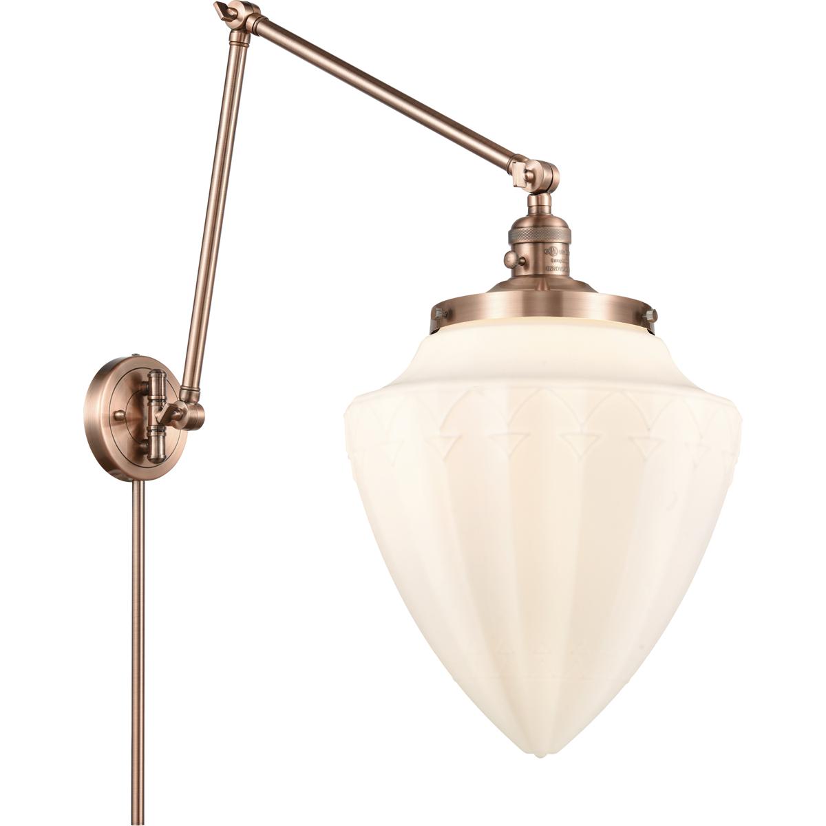Innovations Lighting 238-AC-G661-12-LED Franklin Restoration Bullet 34 inch 6.00 watt Antique Copper Swing Arm Wall Light
