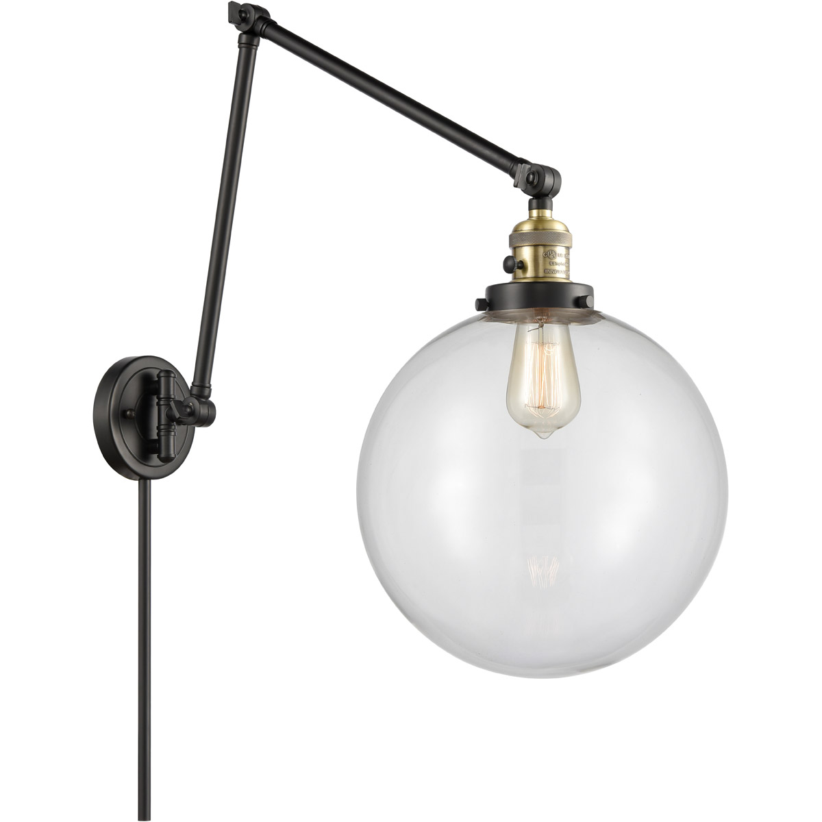 Innovations Lighting 238-BAB-G202-12 XX-Large Beacon 34 inch 60.00 watt Black Antique Brass Swing Arm Wall Light