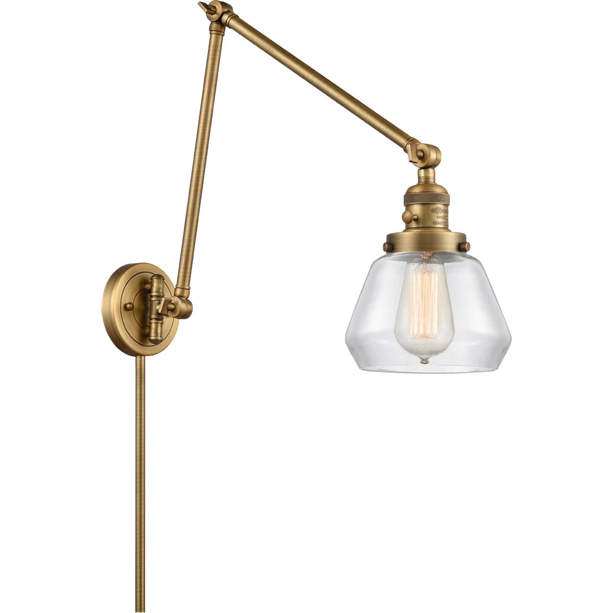 Innovations Lighting 238-BB-G172 Fulton 30 inch 60.00 watt Brushed Brass Swing Arm Wall Light, Franklin Restoration