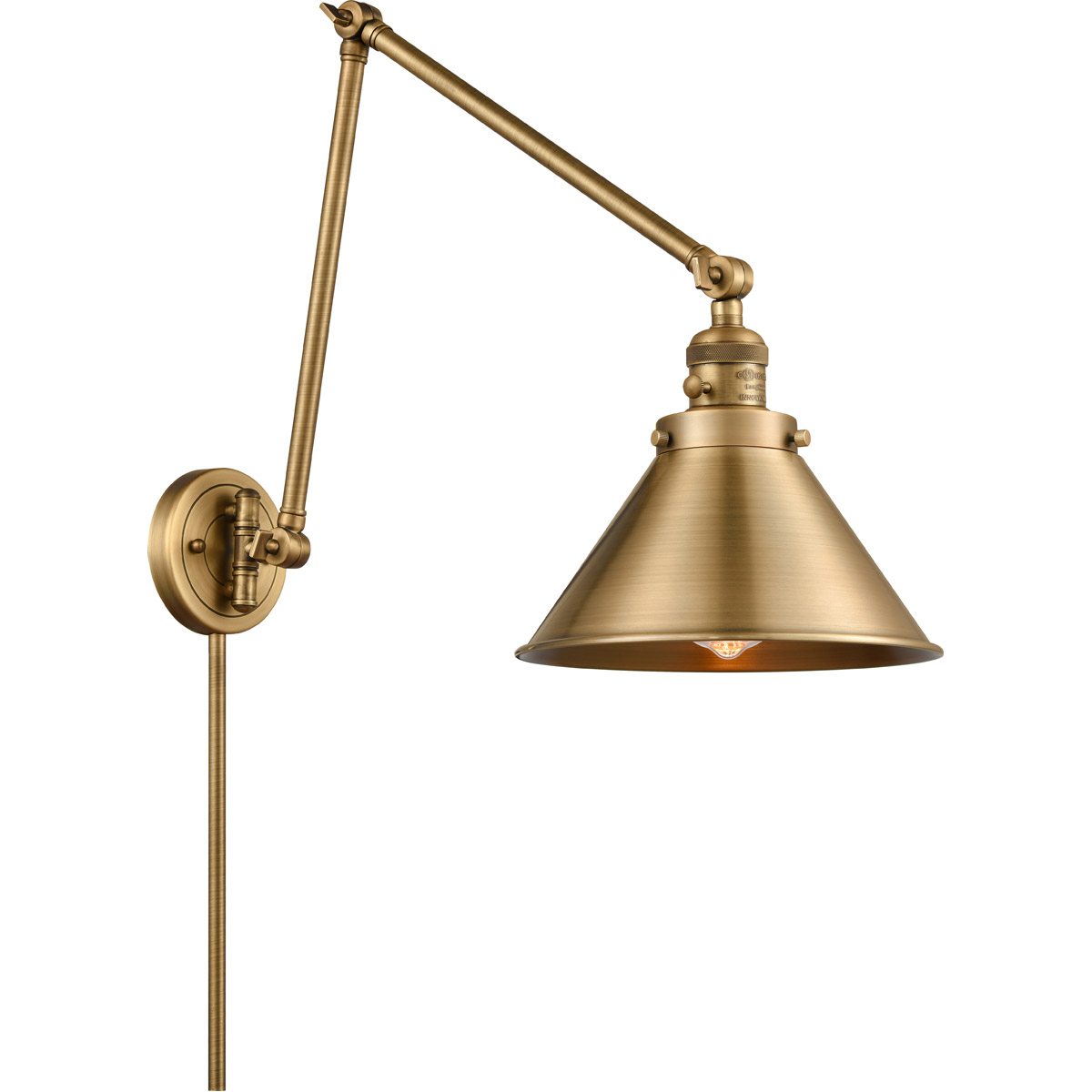 Innovations Lighting 238-BB-M10-BB-LED Briarcliff 30 inch 100 watt Brushed Brass Swing Arm Wall Light, Franklin Restoration