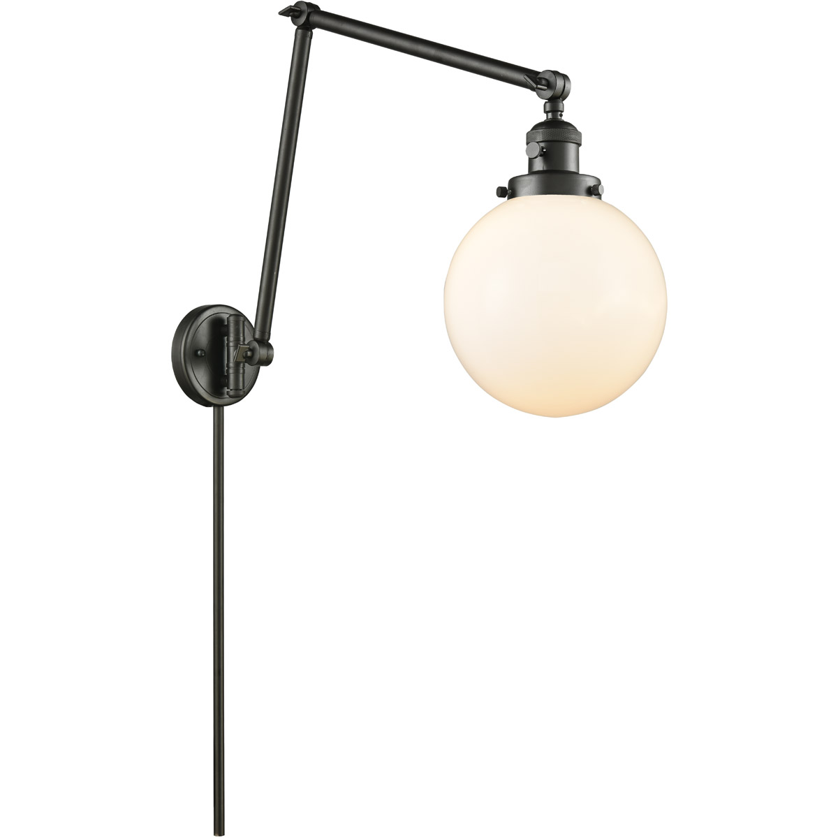 Innovations Lighting 238-OB-G201-8-LED Large Beacon 30 inch 3.50 watt Oil Rubbed Bronze Swing Arm Wall Light, Franklin Restoration