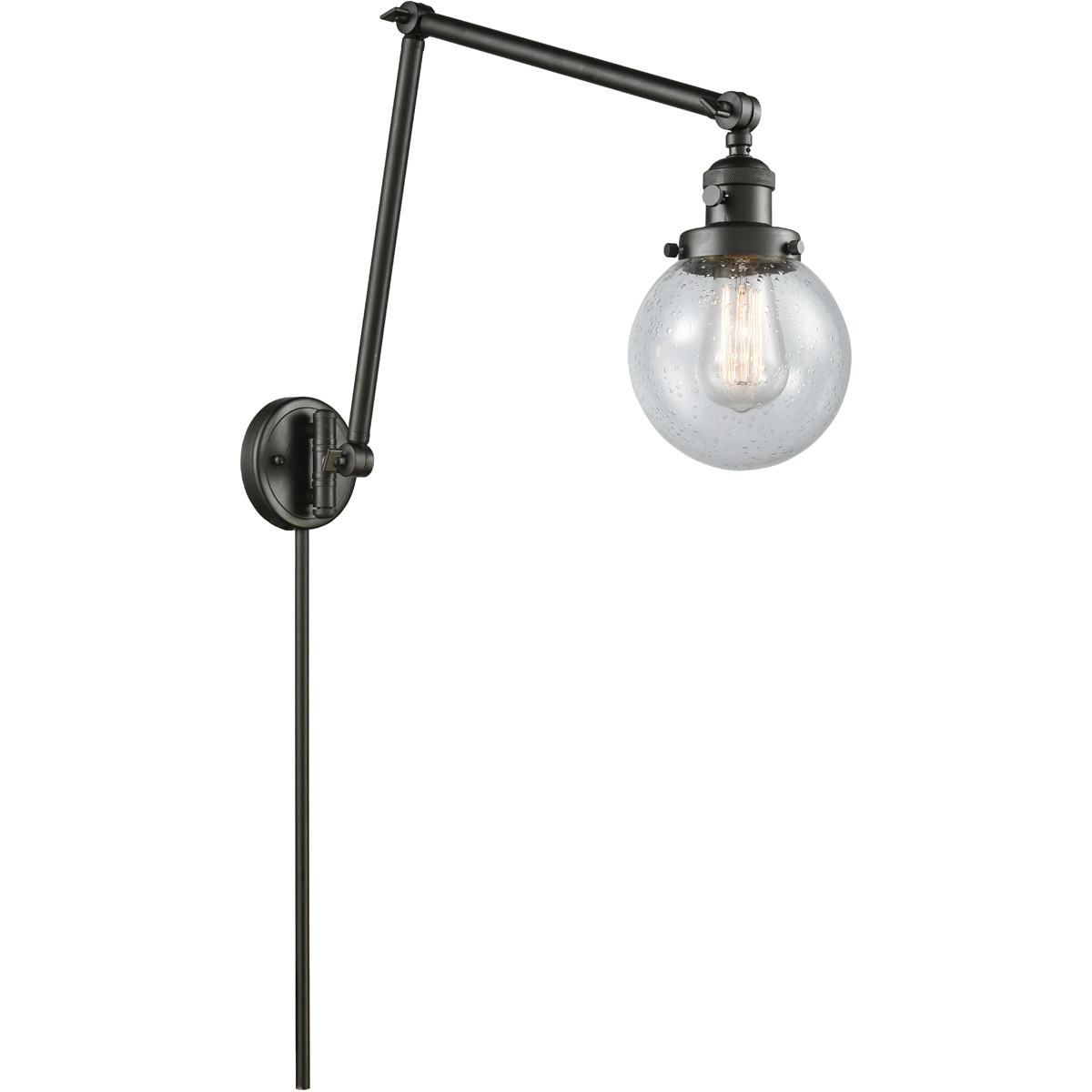 Innovations Lighting 238-OB-G204-6-LED Beacon 30 inch 3.5 watt Oil Rubbed Bronze Swing Arm Wall Light in Seedy Glass, Franklin Restoration