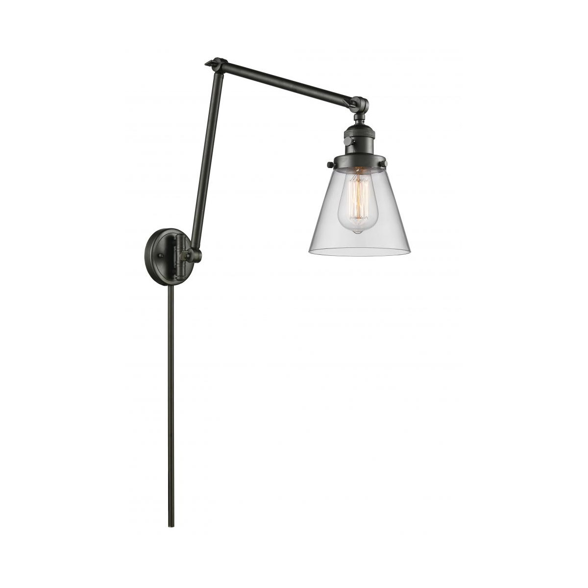 Innovations Lighting 238-OB-G62 Small Cone 30 inch 60.00 watt Oil Rubbed Bronze Swing Arm Wall Light, Franklin Restoration