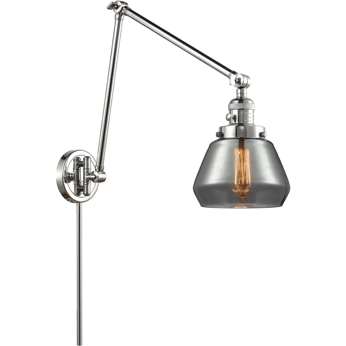 Innovations Lighting 238-PC-G173 Fulton 30 inch 60.00 watt Polished Chrome Swing Arm Wall Light, Franklin Restoration