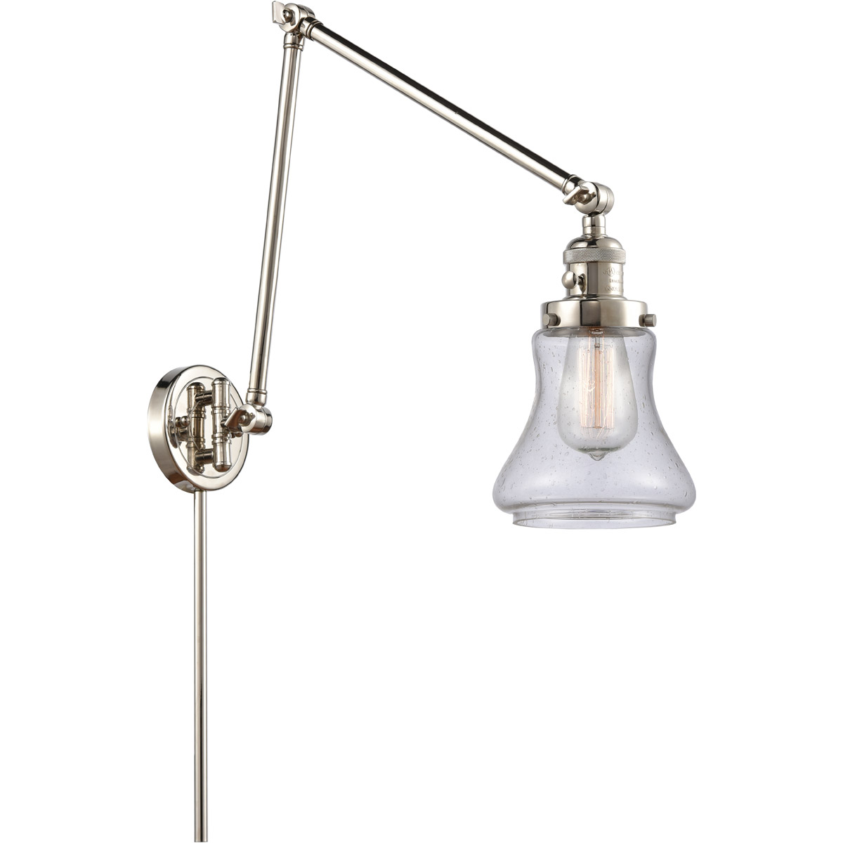 Innovations Lighting 238-PN-G194 Bellmont 30 inch 60.00 watt Polished Nickel Swing Arm Wall Light, Franklin Restoration