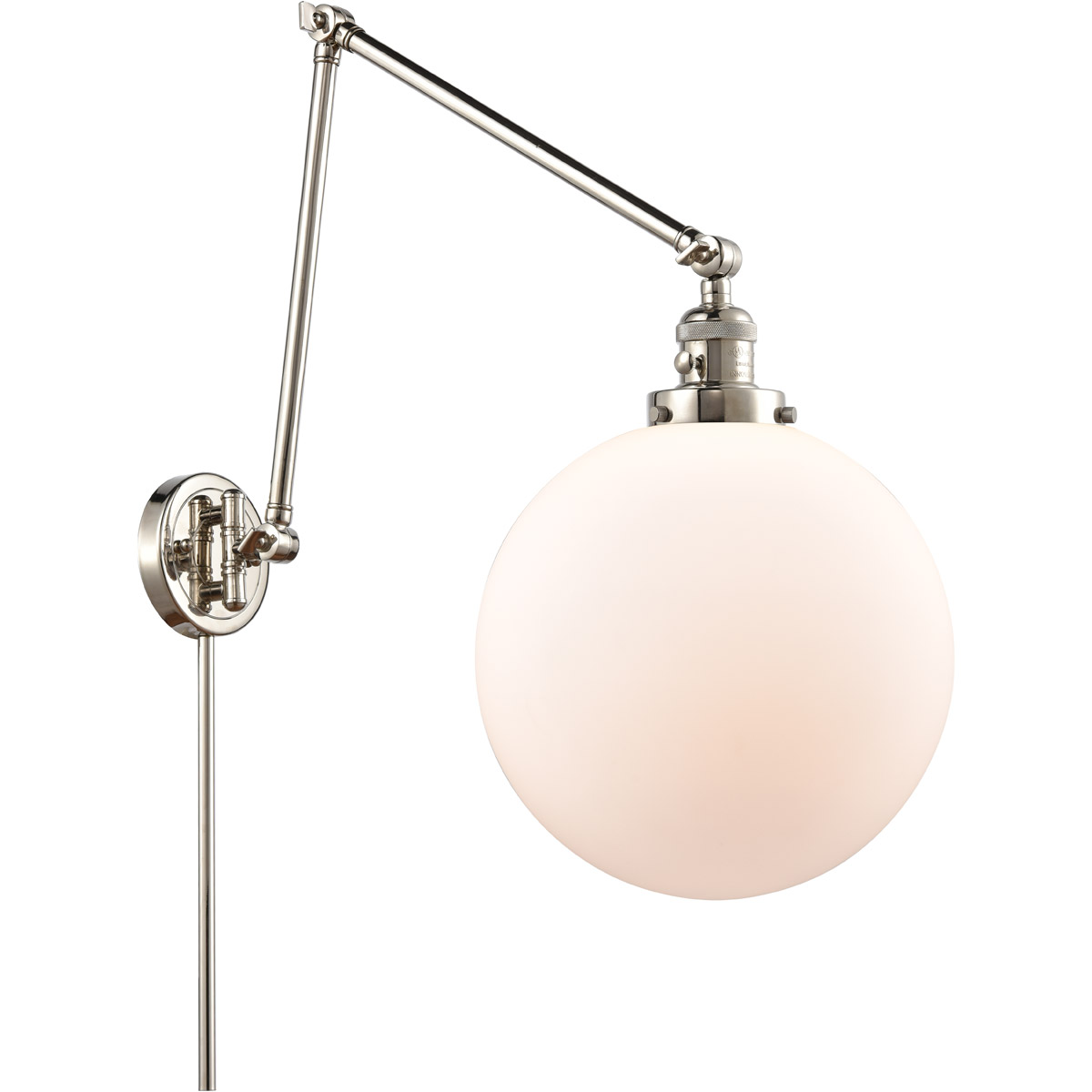 Innovations Lighting 238-PN-G201-12 XX-Large Beacon 34 inch 60.00 watt Polished Nickel Swing Arm Wall Light